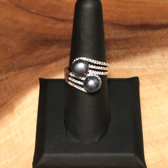 Freshwater Peacock Pearl, Simulated White Diamond - Picture 8 of 8